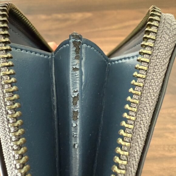 Coach Perforated Leather Zip Wallet - Gray - Picture 7 of 7